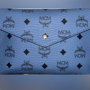 MCM Blue Viestos Envelope Clutch Authentic 📸